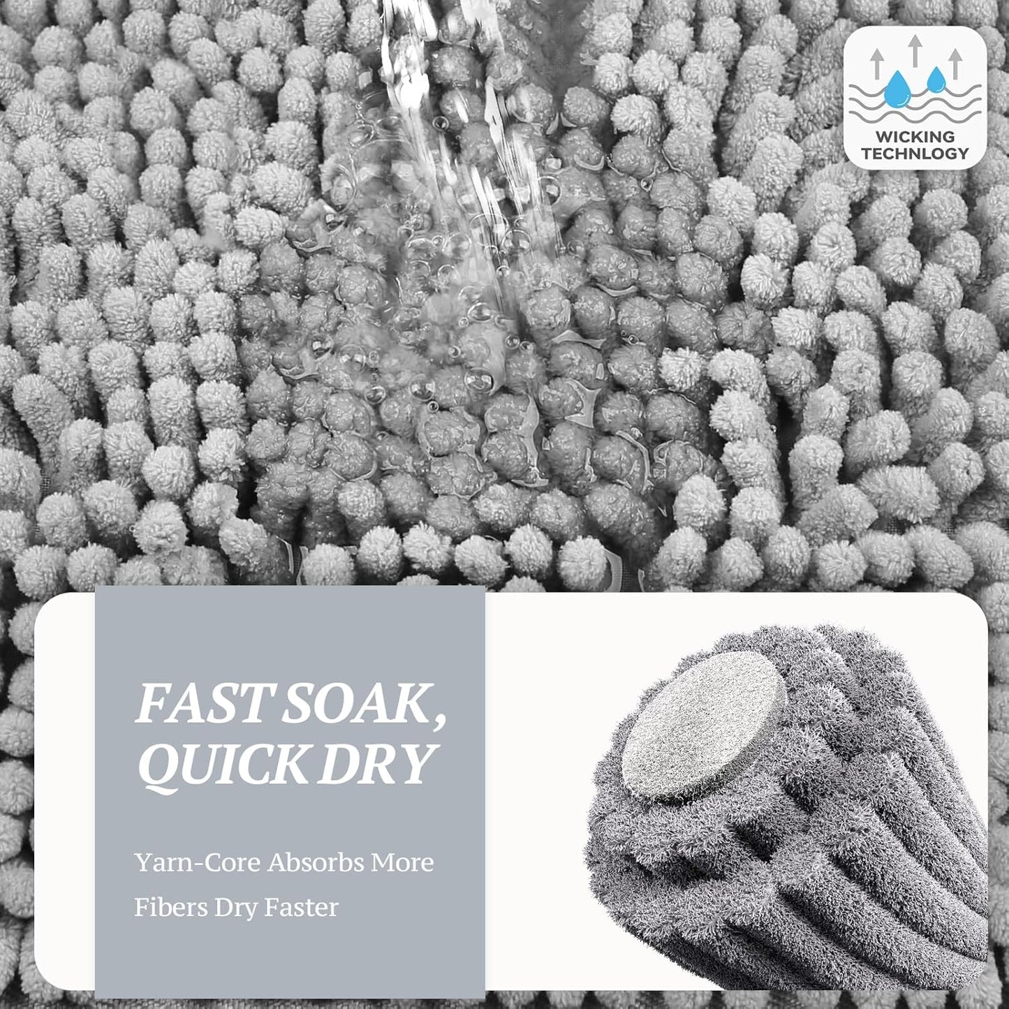 Dog Door Mat Absorpmax Dog Rug for Muddy Paw, Mat for Muddy Paw Door Indoor Floor Entryway, Waterproof Washable & Water Absorbent Dirt Trapper, 31" × 20", Grey