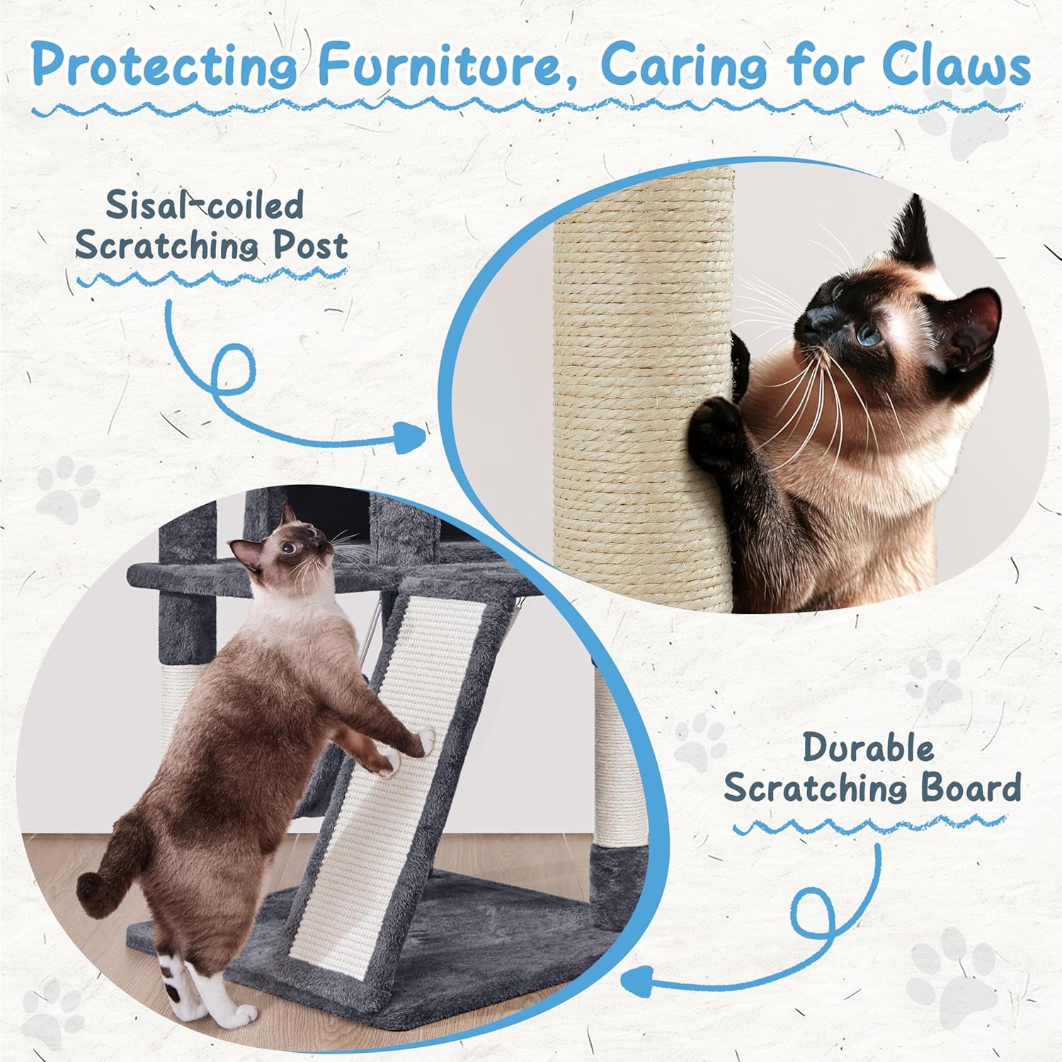 Cat Tree Tower, 40-Inch Condo with Hammock, Oversized Soft Platform, Scratching Board, Basket, Pet Beds & Furniture for Large Kittens, Dark Gray