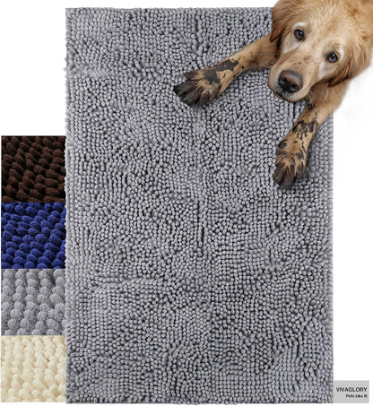 Dog Door Mat Absorpmax Dog Rug for Muddy Paw, Mat for Muddy Paw Door Indoor Floor Entryway, Waterproof Washable & Water Absorbent Dirt Trapper, 31" × 20", Grey
