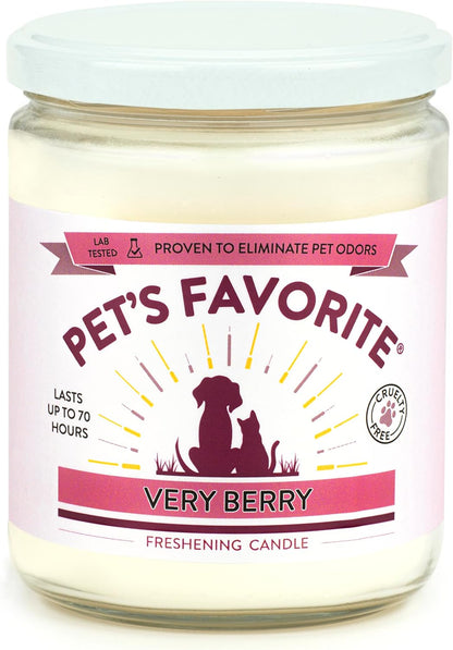 Pet Odor Candle, Clean Burning, Long Lasting Scented Candles with a 70 Hour Burn Time, Very Berry