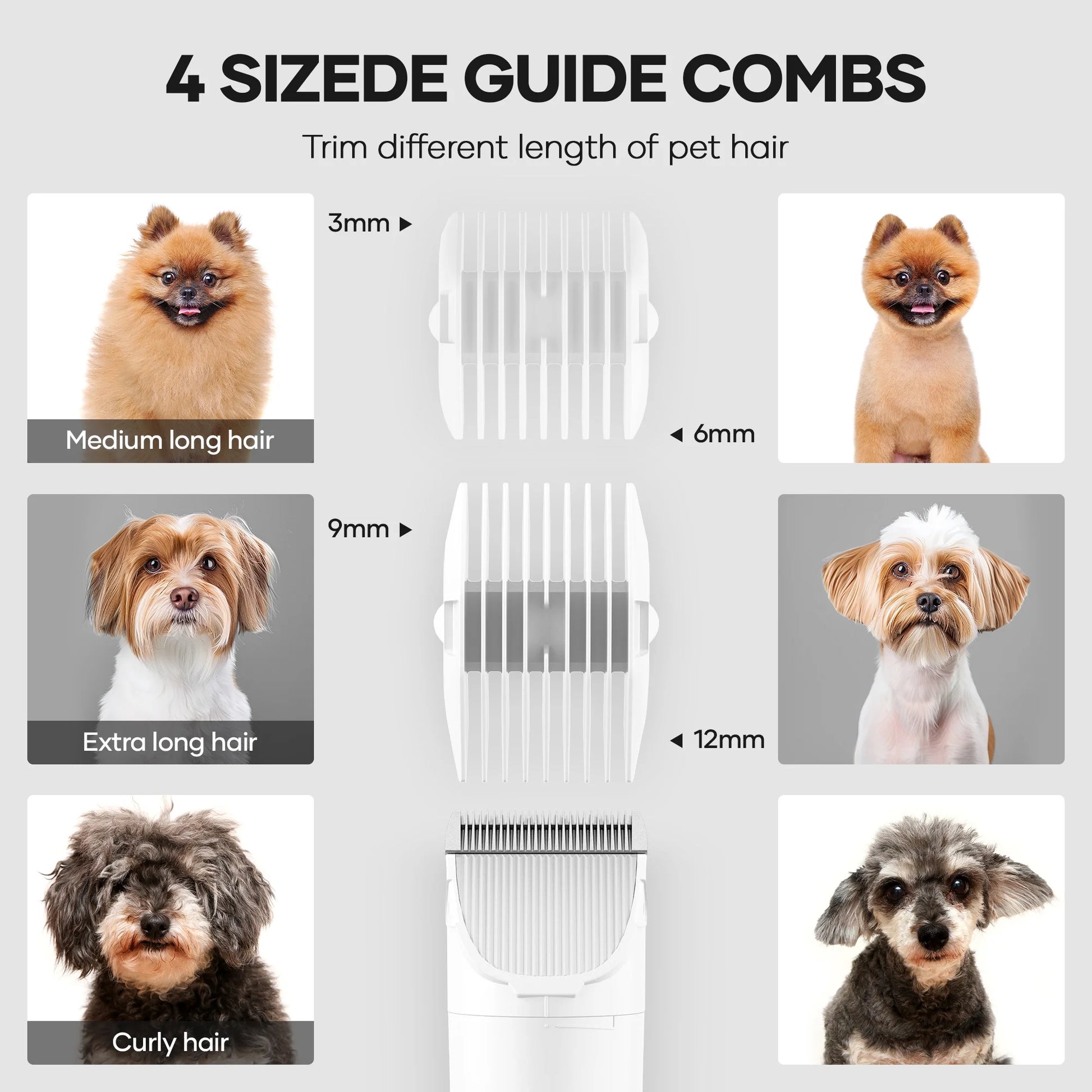 Pet Grooming Vaccum Kit, 5 in 1 Groom Kit for Dog/Cat ,With 6 Tools, 2L Large Dust Bin, 3 Sunction Modes, White