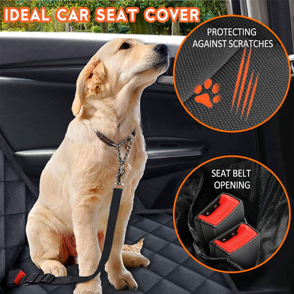 Premium Waterproof Dog Car Seat Cover - Non-Slip Back Seat Protector for Cars, Trucks & SUVs - Fits Most Vehicles with Middle Armrest - Stylish Black Design