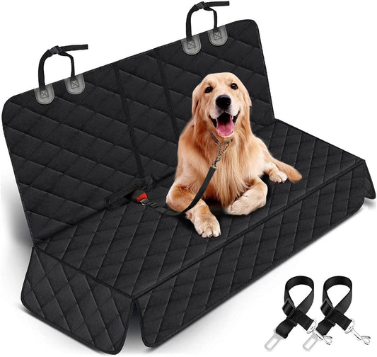 Premium Waterproof Dog Car Seat Cover - Non-Slip Back Seat Protector for Cars, Trucks & SUVs - Fits Most Vehicles with Middle Armrest - Stylish Black Design