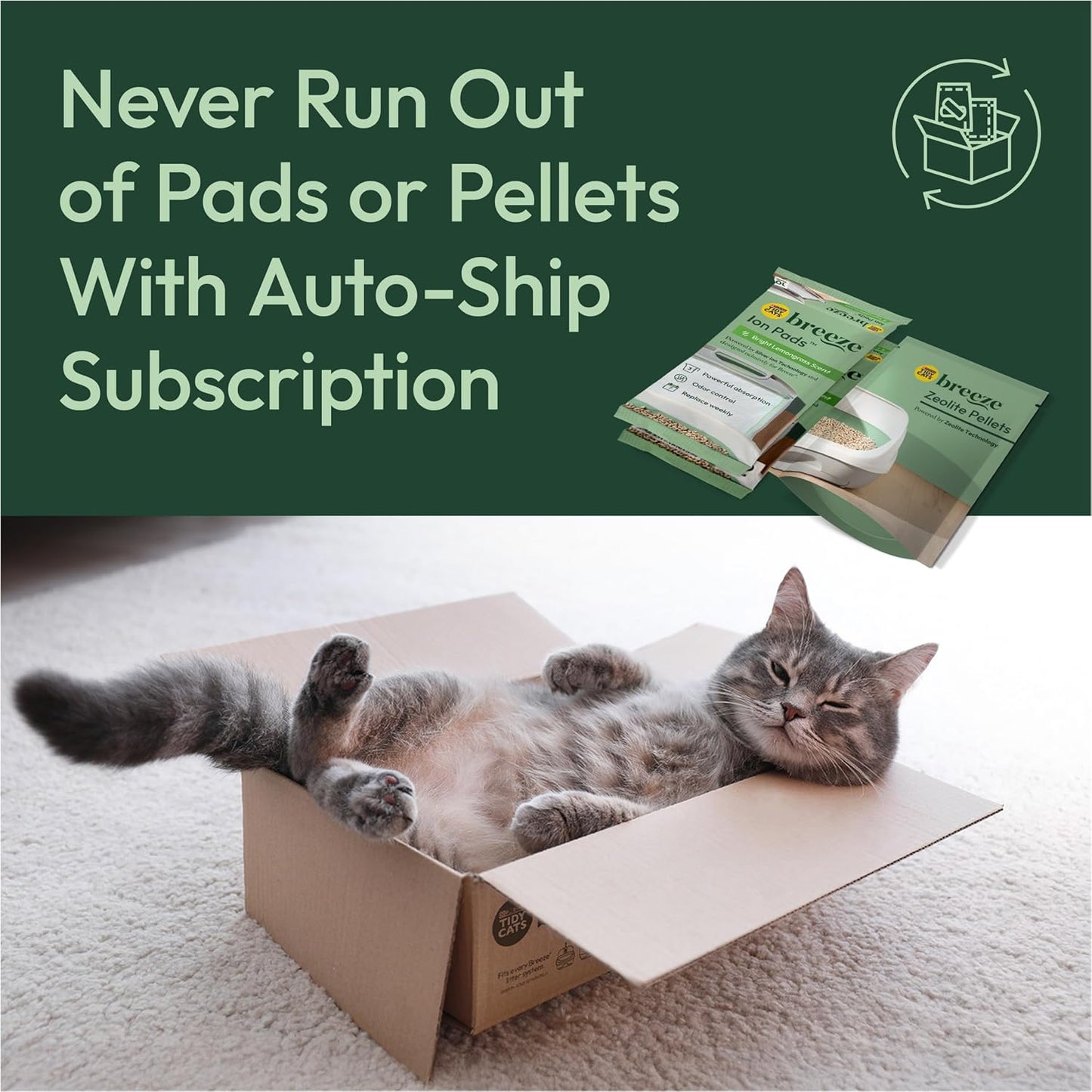 Purina  Scented Litter Pellets, Breeze Enhanced Refill Litter Pellets in Recyclable Box - (4) 7 Lb. Bags