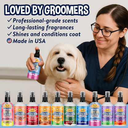 Premium Dog Cologne - Deodorizing Dog Perfume & Conditioner for Dogs & Cats - Natural Long Lasting Spray - Keeps Pets Fresh All Day - Gentle & Safe Formula, Made in USA (Baby Powder 4 Fl Oz)