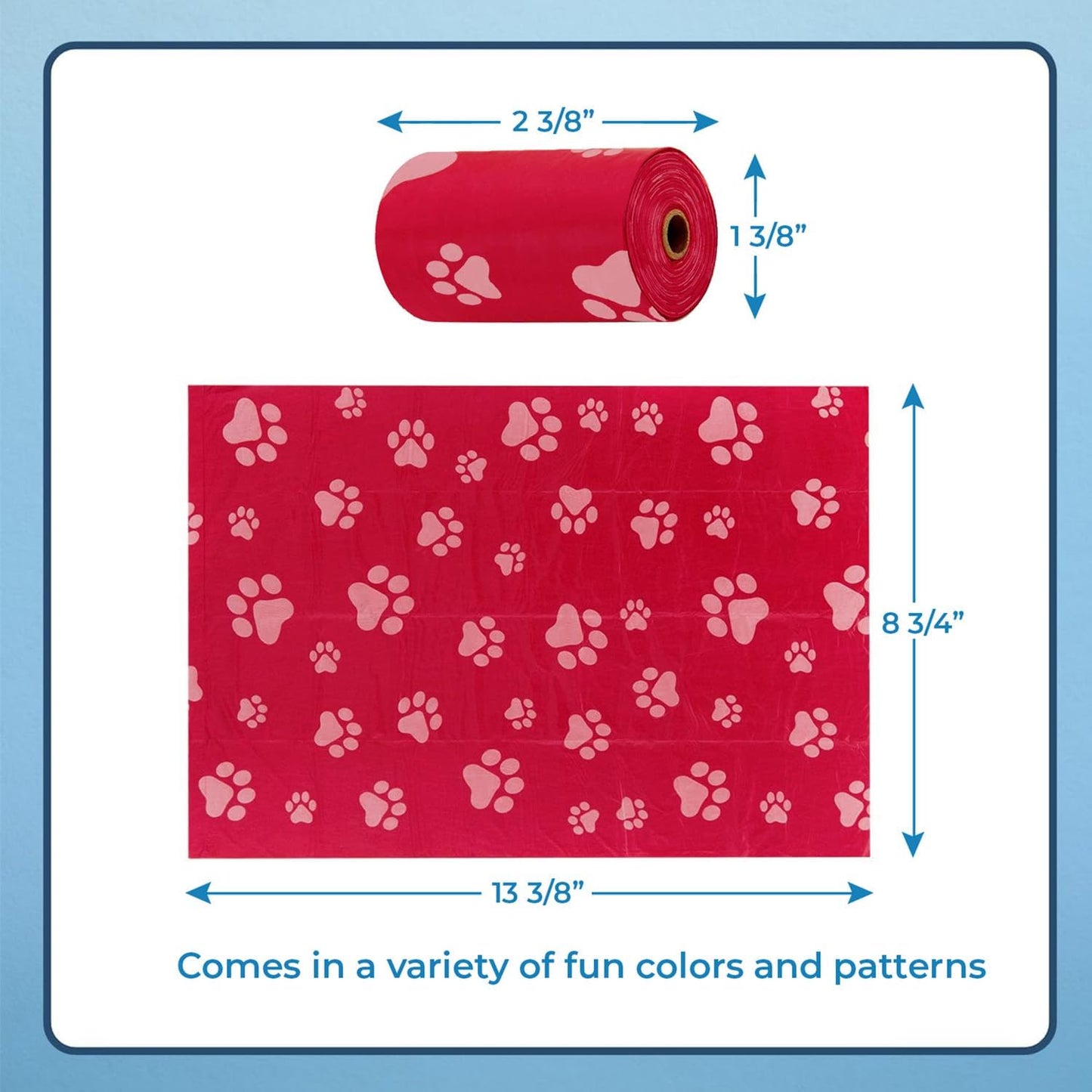 Dog Poop Bags (240 Bags) for Waste Refuse Cleanup, Doggy Roll Replacements for Outdoor Puppy Walking and Travel, Leak Proof and Tear Resistant, Thick Plastic - Red