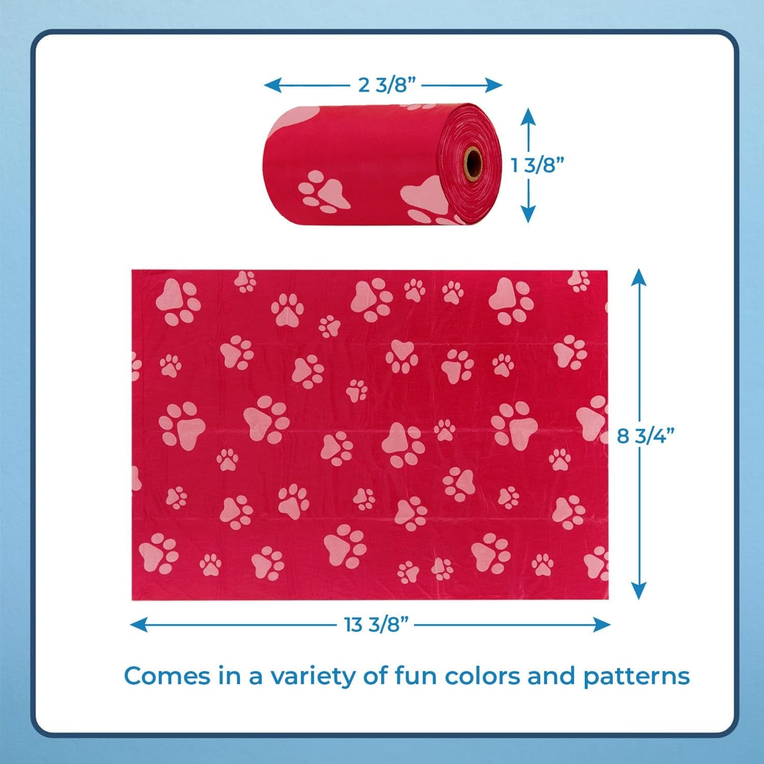 Dog Poop Bags (240 Bags) for Waste Refuse Cleanup, Doggy Roll Replacements for Outdoor Puppy Walking and Travel, Leak Proof and Tear Resistant, Thick Plastic - Red