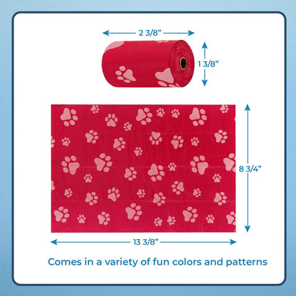 Dog Poop Bags (240 Bags) for Waste Refuse Cleanup, Doggy Roll Replacements for Outdoor Puppy Walking and Travel, Leak Proof and Tear Resistant, Thick Plastic - Red