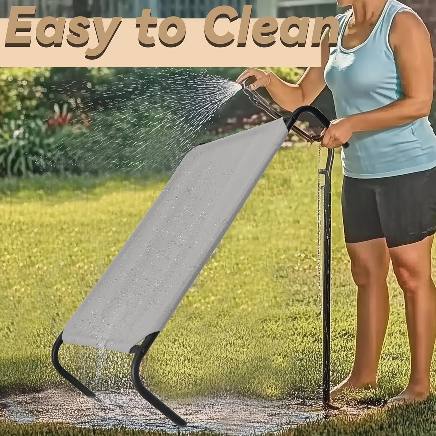 Heavy Duty Steel-Framed Portable Elevated Pet Bed, Elevated Cooling Pet Cot, 43.5" L X 25.5" W X 7.8" H(M, Grey)