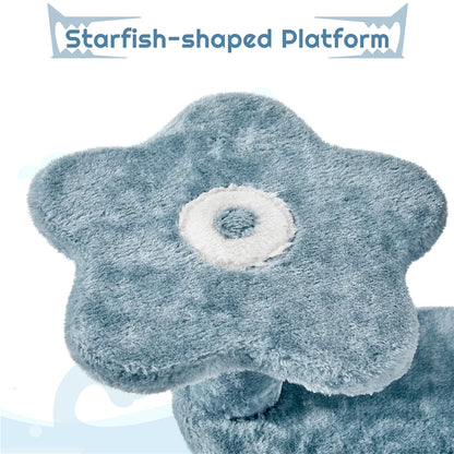 45''H Multi-Level Ocean-Themed Cat Tower with Scratching Posts & Hammock, Blue